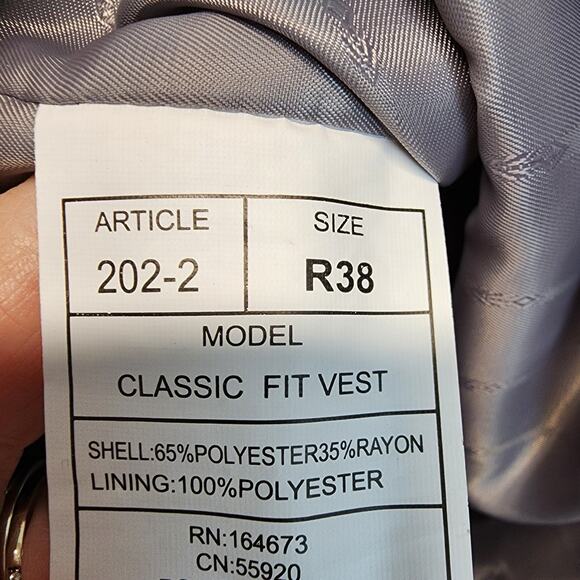 Chama Waistcoat Vest Mens M 38 Gray Rayon Blend Lined Business Wedding Formal - Picture 8 of 8